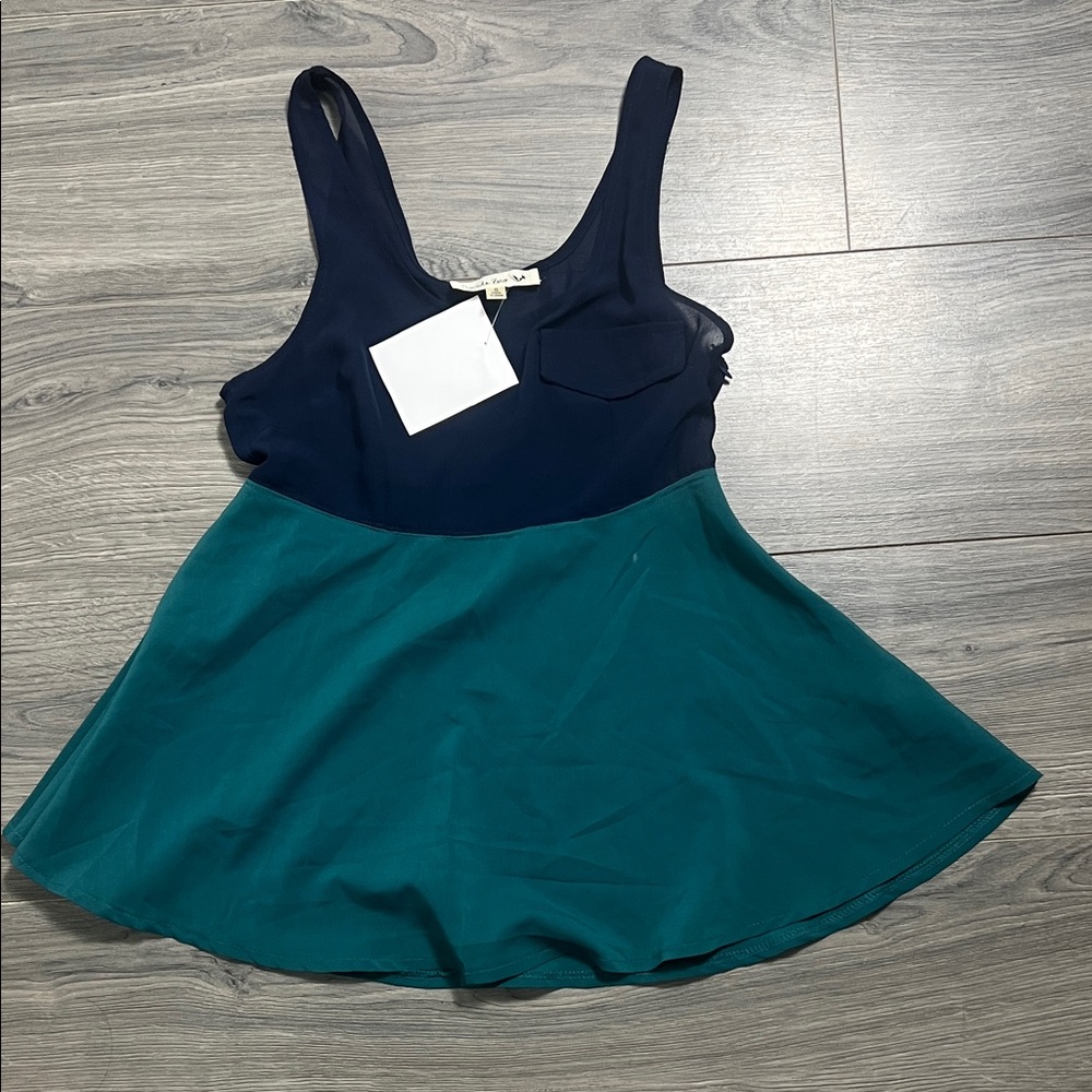 Double Zero Navy and Teal Camisole Top